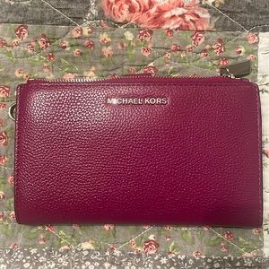 Michael Kors Adele Garnet double zip wallet